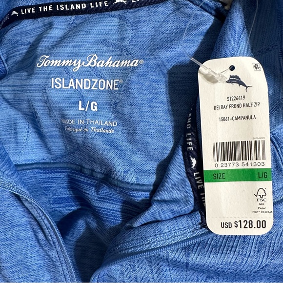 NWT TOMMY BAHAMA Delray Frond IslandZone Half-Zip Sweatshirt - Picture 5 of 7
